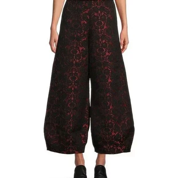 BRYN WALKER Medina PANTS Rosa Nera Brocade Lantern Tapered Wide Leg NEW $190 - Picture 2 of 12